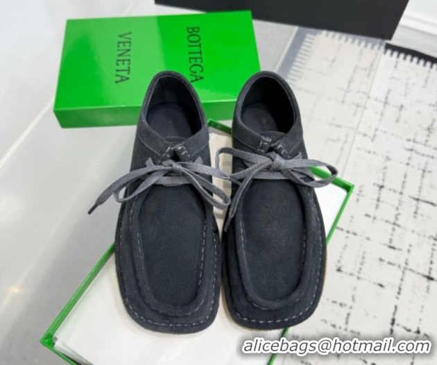 Good Quality Bottega Veneta Daddy Lace-Up Shoes in Suede Grey 0823066