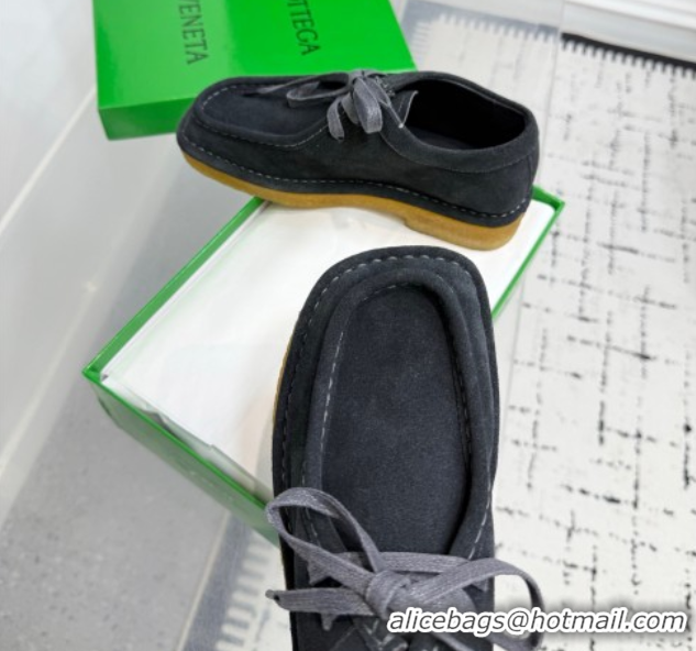 Good Quality Bottega Veneta Daddy Lace-Up Shoes in Suede Grey 0823066