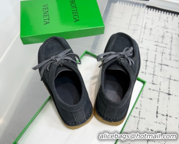 Good Quality Bottega Veneta Daddy Lace-Up Shoes in Suede Grey 0823066