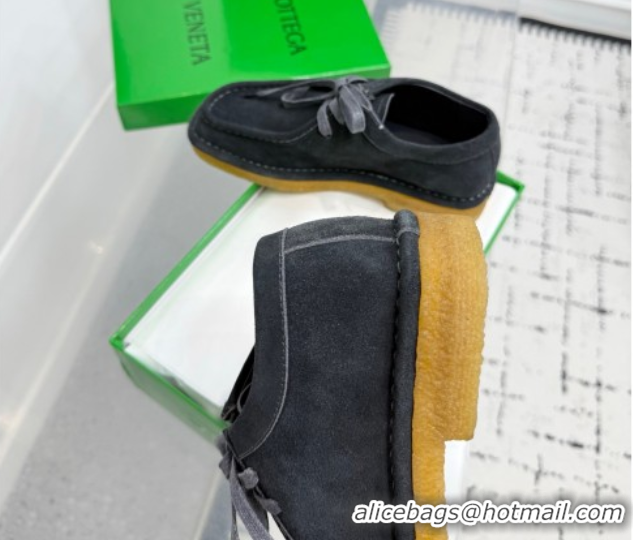 Good Quality Bottega Veneta Daddy Lace-Up Shoes in Suede Grey 0823066