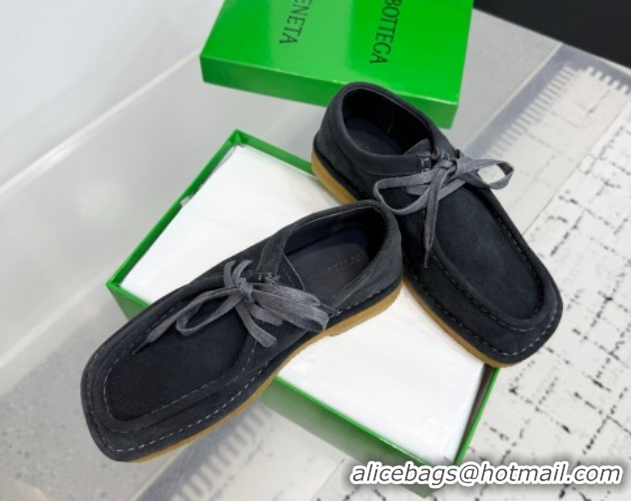 Good Quality Bottega Veneta Daddy Lace-Up Shoes in Suede Grey 0823066
