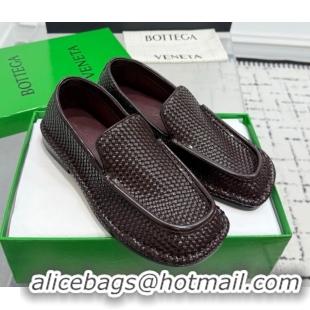 Best Grade Bottega Veneta Daddy Loafers in Woven Leather Fondant Brown 1027143
