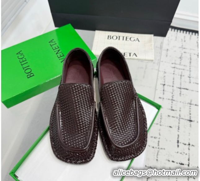 Best Grade Bottega Veneta Daddy Loafers in Woven Leather Fondant Brown 1027143