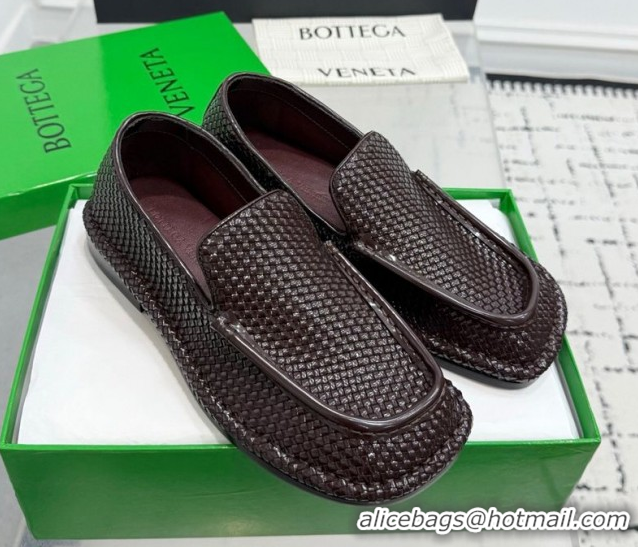 Best Grade Bottega Veneta Daddy Loafers in Woven Leather Fondant Brown 1027143