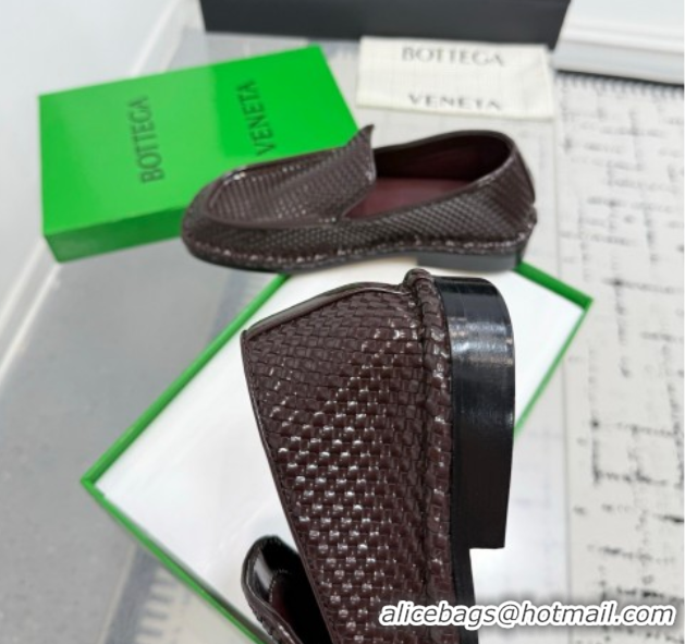 Best Grade Bottega Veneta Daddy Loafers in Woven Leather Fondant Brown 1027143