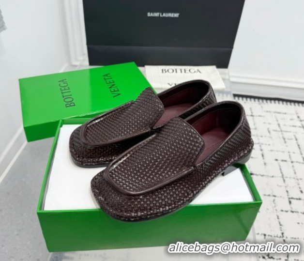 Best Grade Bottega Veneta Daddy Loafers in Woven Leather Fondant Brown 1027143