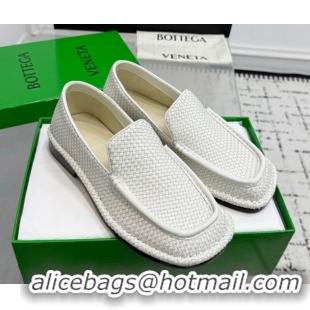 Classic Hot Bottega Veneta Daddy Loafers in Woven Leather White 1027144