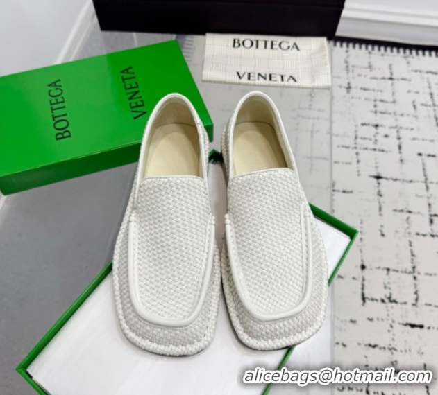 Classic Hot Bottega Veneta Daddy Loafers in Woven Leather White 1027144