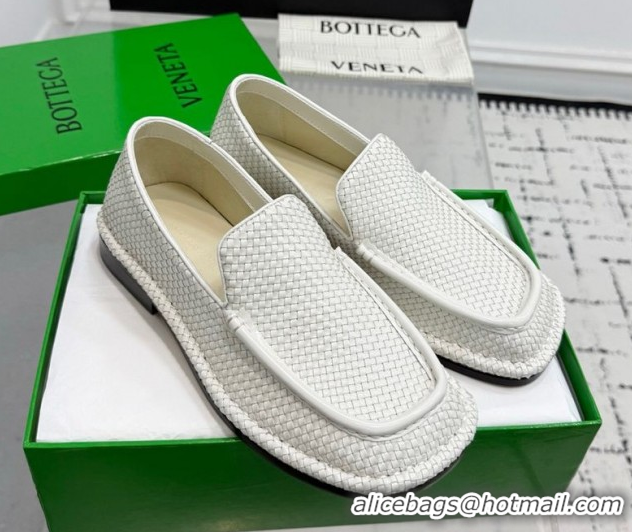 Classic Hot Bottega Veneta Daddy Loafers in Woven Leather White 1027144