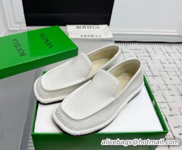 Classic Hot Bottega Veneta Daddy Loafers in Woven Leather White 1027144