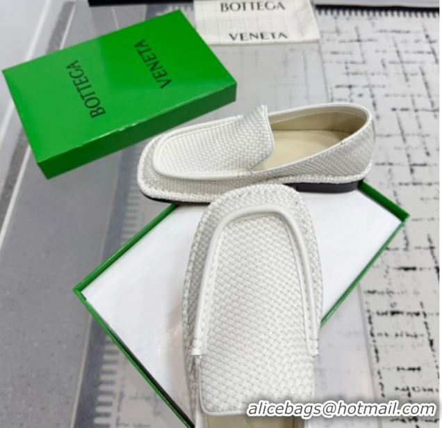 Classic Hot Bottega Veneta Daddy Loafers in Woven Leather White 1027144