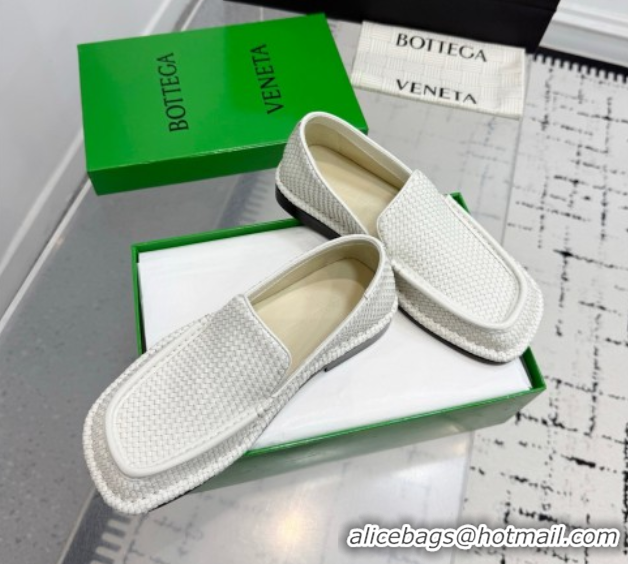 Classic Hot Bottega Veneta Daddy Loafers in Woven Leather White 1027144