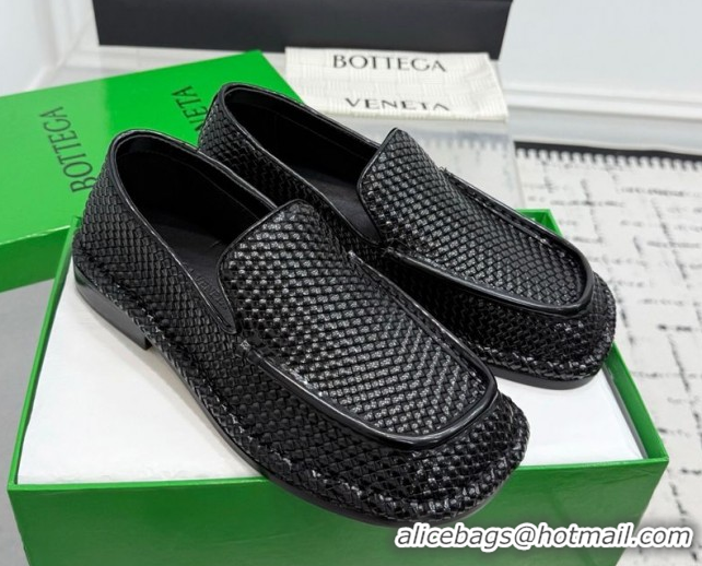 Purchase Bottega Veneta Daddy Loafers in Woven Leather Black 1027145