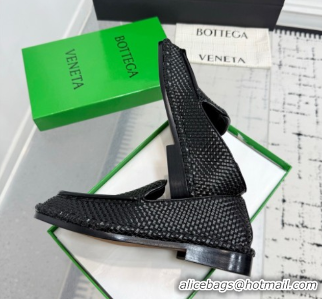 Purchase Bottega Veneta Daddy Loafers in Woven Leather Black 1027145