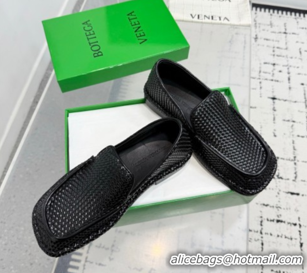 Purchase Bottega Veneta Daddy Loafers in Woven Leather Black 1027145