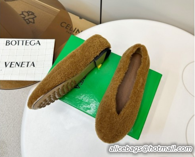 Unique Style Bottega Veneta Rosa Ballerina Flat in Shearling Brown 1027146