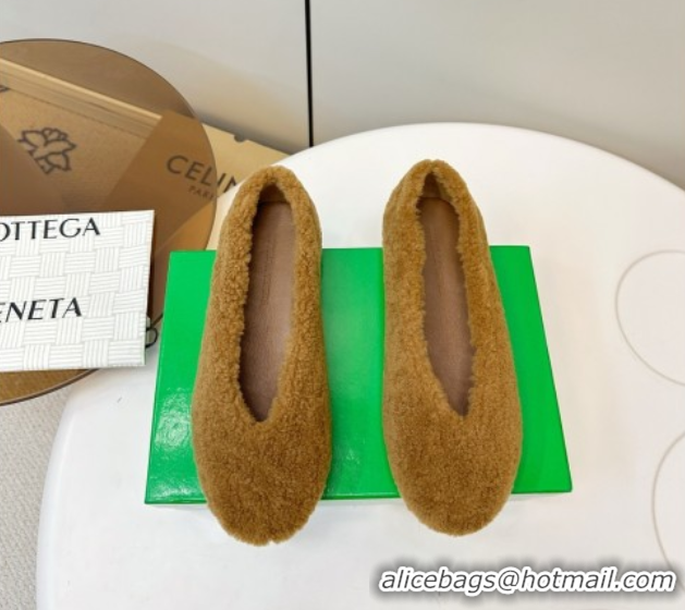 Unique Style Bottega Veneta Rosa Ballerina Flat in Shearling Brown 1027146