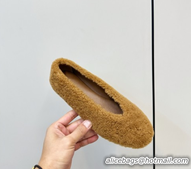 Unique Style Bottega Veneta Rosa Ballerina Flat in Shearling Brown 1027146