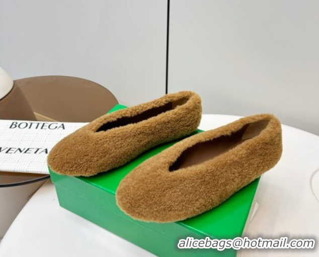 Unique Style Bottega Veneta Rosa Ballerina Flat in Shearling Brown 1027146