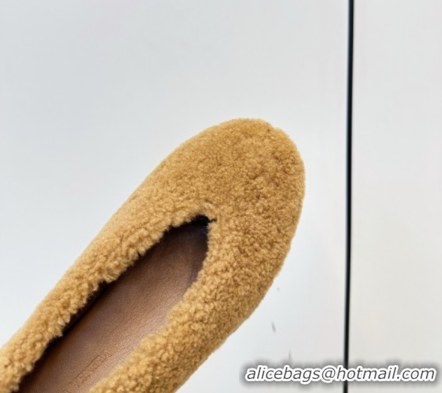 Unique Style Bottega Veneta Rosa Ballerina Flat in Shearling Brown 1027146