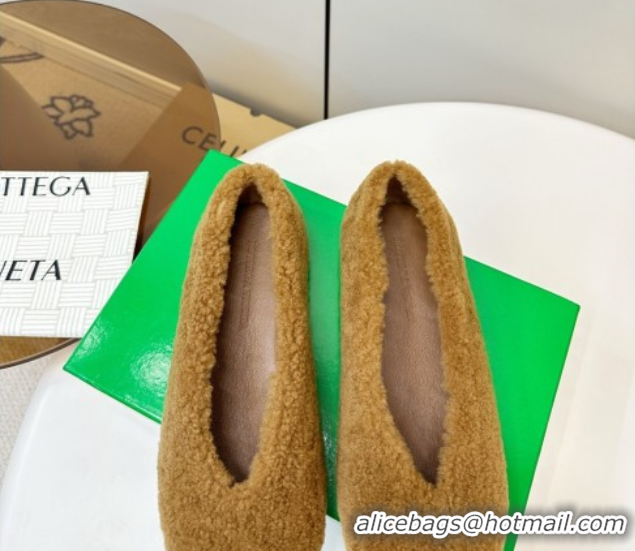 Unique Style Bottega Veneta Rosa Ballerina Flat in Shearling Brown 1027146