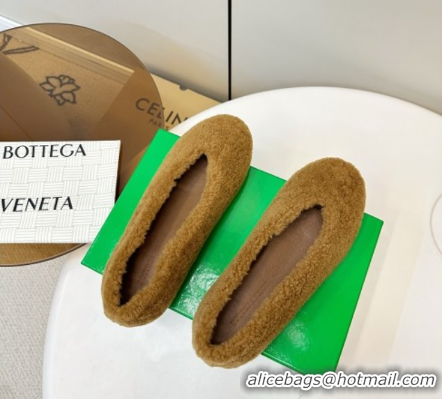 Unique Style Bottega Veneta Rosa Ballerina Flat in Shearling Brown 1027146
