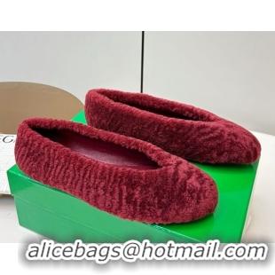 Good Product Bottega Veneta Rosa Ballerina Flat in Shearling Burgundy 1027147