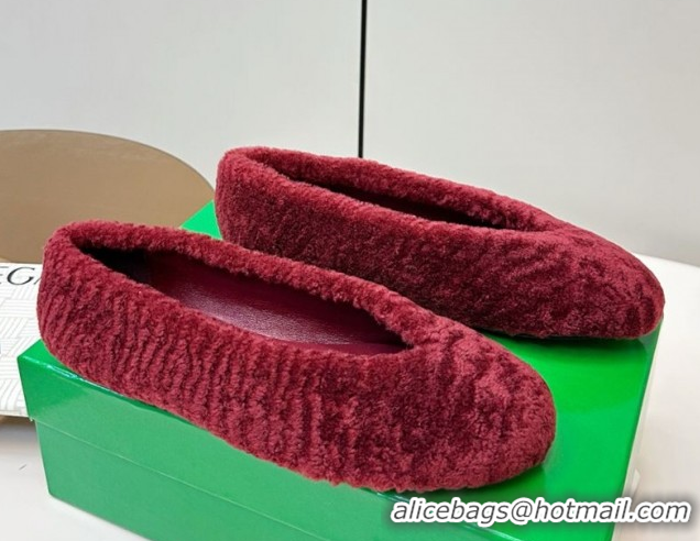 Good Product Bottega Veneta Rosa Ballerina Flat in Shearling Burgundy 1027147