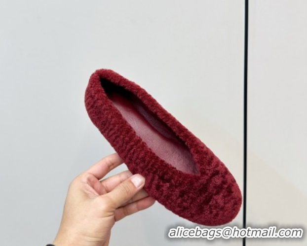 Good Product Bottega Veneta Rosa Ballerina Flat in Shearling Burgundy 1027147
