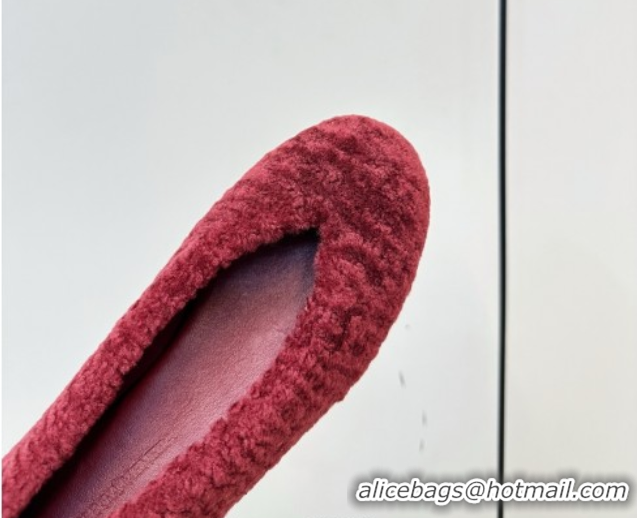 Good Product Bottega Veneta Rosa Ballerina Flat in Shearling Burgundy 1027147