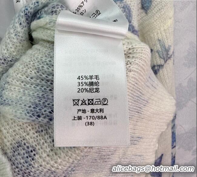 Luxury Discount Dior Butterfly Printed Cardigan CH090530 White/Blue 2025