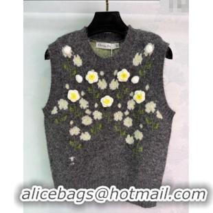 Good Quality Dior Flower Wool Blend Vest DR090528 Dark Grey 2025