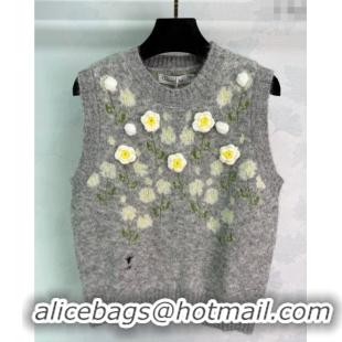 Best Quality Dior Flower Wool Blend Vest DR090528 Light Grey 2025