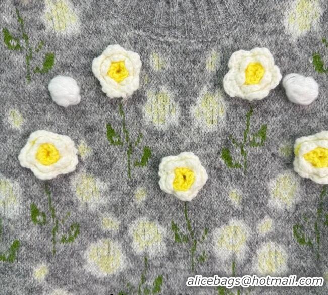 Best Quality Dior Flower Wool Blend Vest DR090528 Light Grey 2025