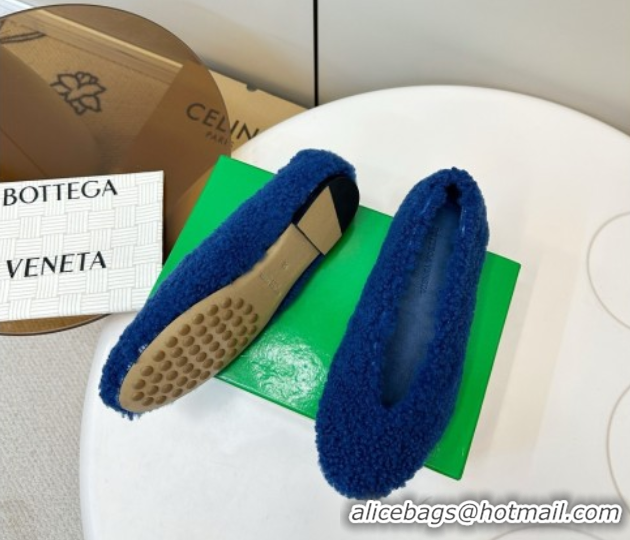 Pretty Style Bottega Veneta Rosa Ballerina Flat in Shearling Blue 1027148