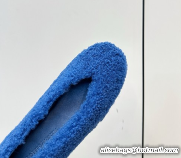 Pretty Style Bottega Veneta Rosa Ballerina Flat in Shearling Blue 1027148