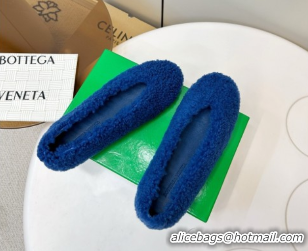 Pretty Style Bottega Veneta Rosa Ballerina Flat in Shearling Blue 1027148