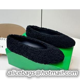 Low Cost Bottega Veneta Rosa Ballerina Flat in Shearling Black 1027149