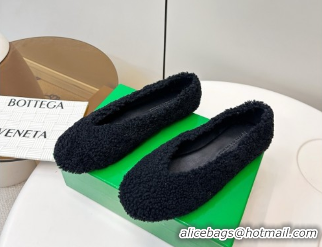 Low Cost Bottega Veneta Rosa Ballerina Flat in Shearling Black 1027149
