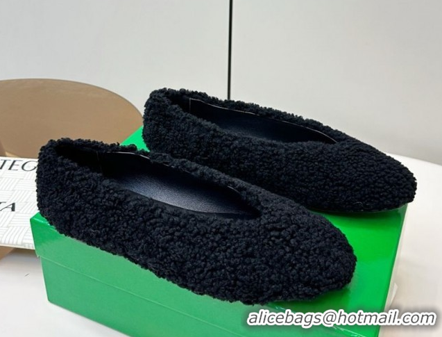 Low Cost Bottega Veneta Rosa Ballerina Flat in Shearling Black 1027149