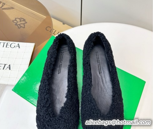 Low Cost Bottega Veneta Rosa Ballerina Flat in Shearling Black 1027149