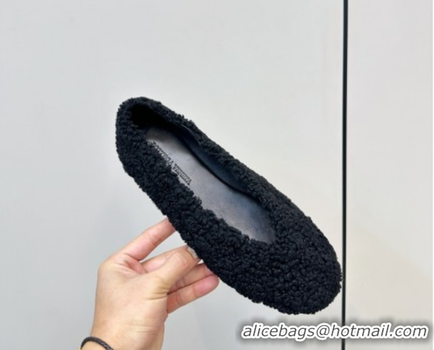 Low Cost Bottega Veneta Rosa Ballerina Flat in Shearling Black 1027149