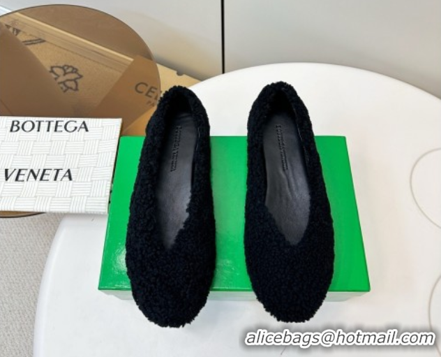 Low Cost Bottega Veneta Rosa Ballerina Flat in Shearling Black 1027149