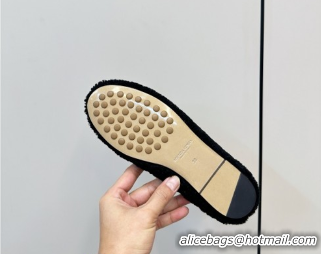 Low Cost Bottega Veneta Rosa Ballerina Flat in Shearling Black 1027149