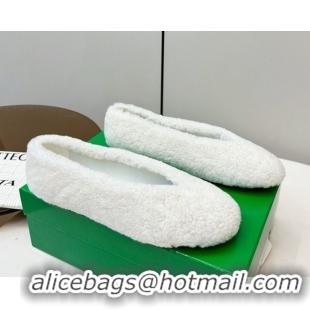 Low Price Bottega Veneta Rosa Ballerina Flat in Shearling White 1027150
