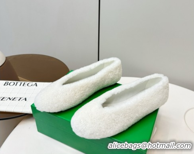 Low Price Bottega Veneta Rosa Ballerina Flat in Shearling White 1027150