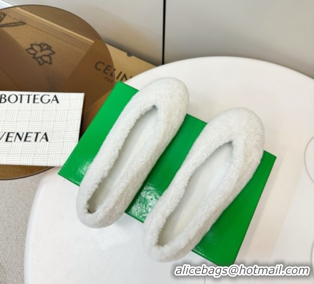 Low Price Bottega Veneta Rosa Ballerina Flat in Shearling White 1027150