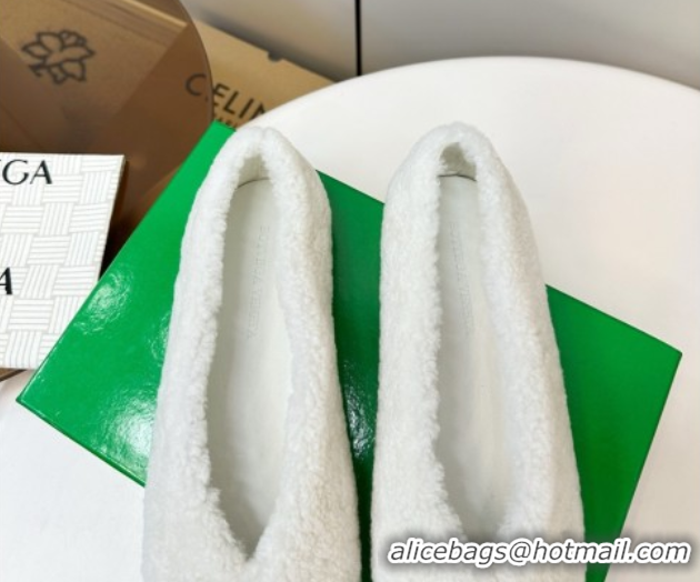 Low Price Bottega Veneta Rosa Ballerina Flat in Shearling White 1027150