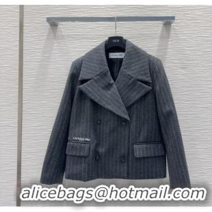 Super Quality Dior Wool Cotton Striped Jacket DR091921 Grey 2025