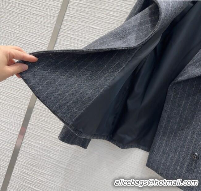 Super Quality Dior Wool Cotton Striped Jacket DR091921 Grey 2025